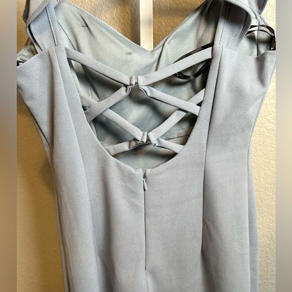 NWOT City Triangle Women’s Teens Blue Mini Dress Lace Up Back Ruffle Accent - XS - Picture 3 of 5